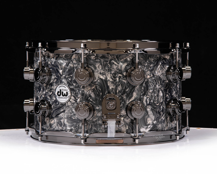 DW Collector's 8x14 SSC Maple Snare - Silver Abalone w/Black Nickel