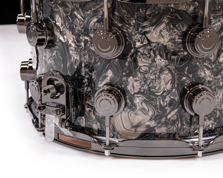DW Collector's 8x14 SSC Maple Snare - Silver Abalone w/Black Nickel