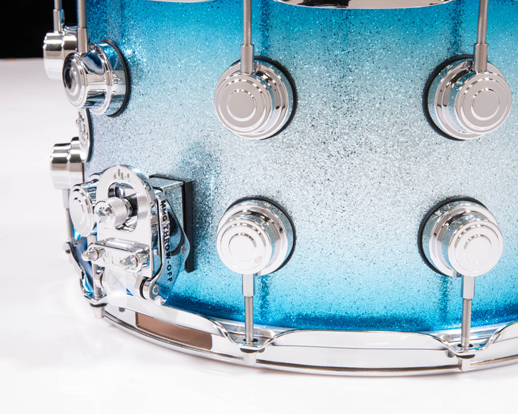 DW Collector's 8x14 SSC Maple Snare - Blue Glitz Burst w/Chrome HW