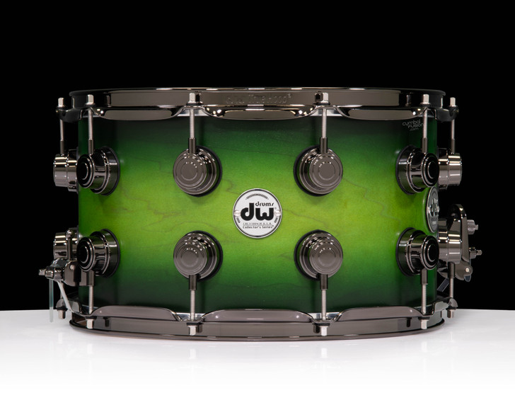 DW Collector's Maple 8x14 Snare - Lime to Ebony Burst w/Black Nickel