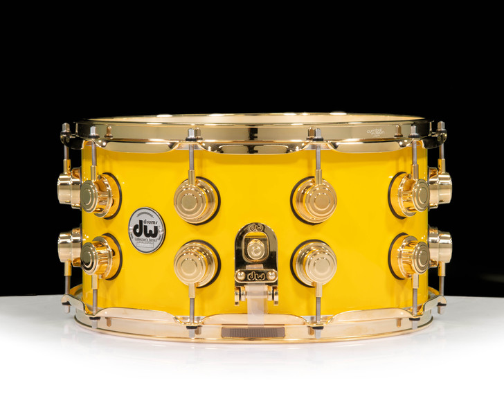 DW Collector's 7x14 SSC Maple - Aztec Gold over White Pearl w/Gold HW