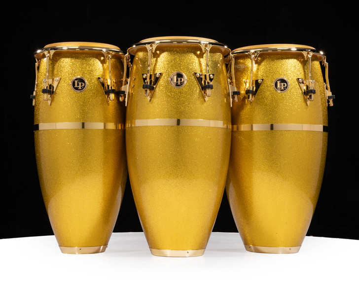 LP Galaxy Fiberglass with Gold Sparkle with Gold Hardware Conga Set