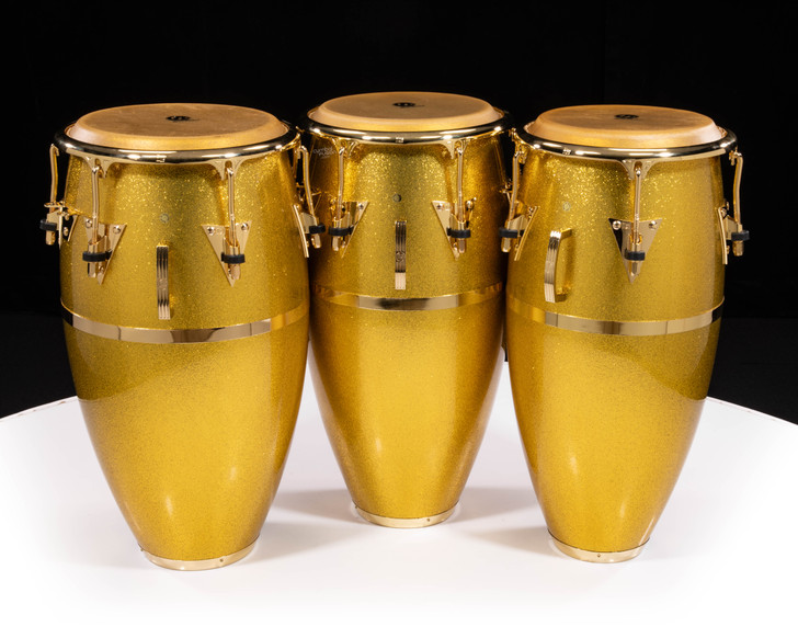 LP Galaxy Fiberglass with Gold Sparkle with Gold Hardware Conga Set