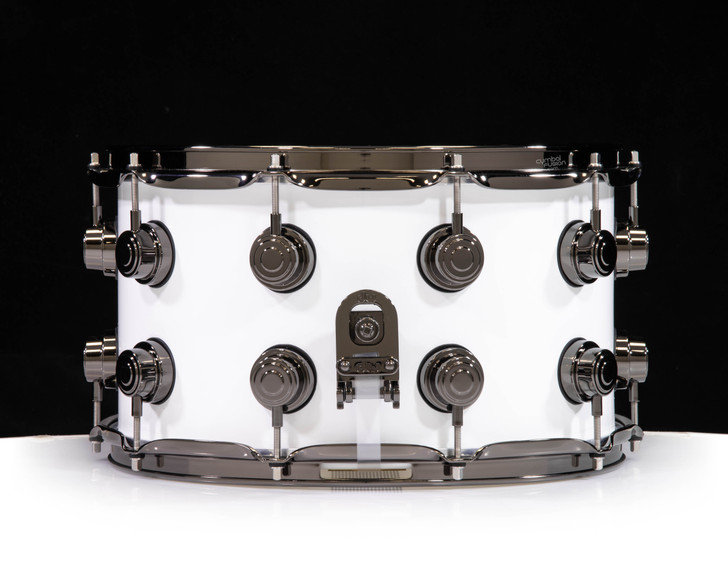 DW Brass Snare Drum 8x14 Black Nickel - Polar White