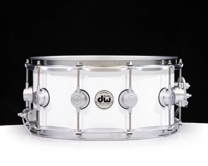 DW Collector's 6.5x14 Brass Snare Drum w/Satin Chrome - Polar White