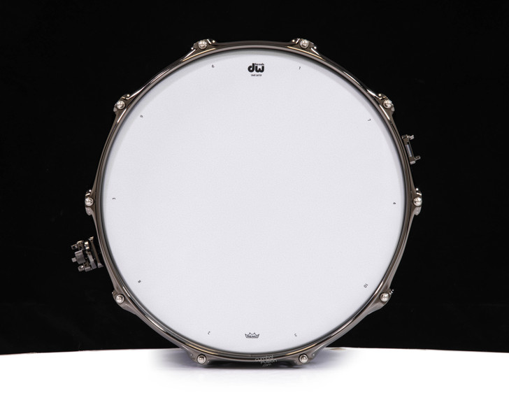 DW Collector's 6.5x14 Brass Snare Drum w/Black Nickel - Polar White