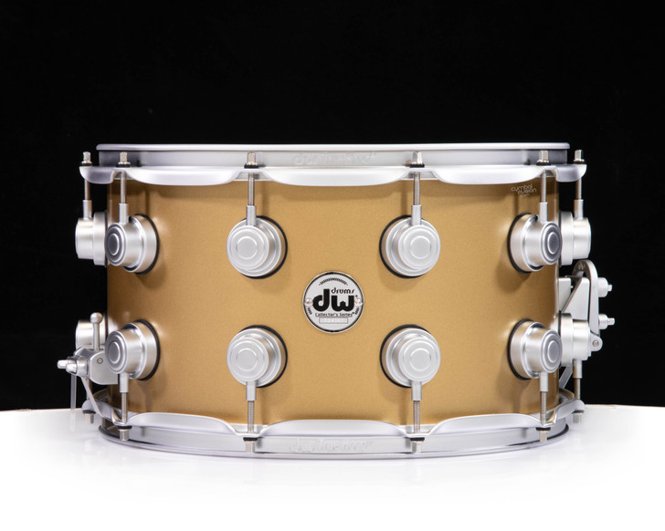 DW Brass Snare Drum 8x14 Satin Chrome - Sun Gold