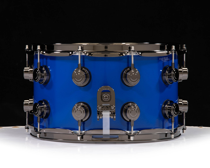DW Brass Snare Drum 8x14 Black Nickel Hardware - Yama Blue