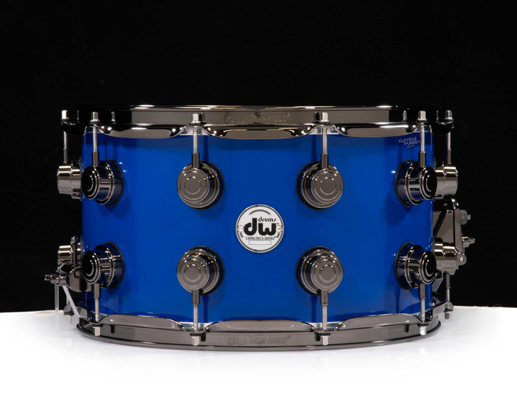 DW Brass Snare Drum 8x14 Black Nickel Hardware - Yama Blue