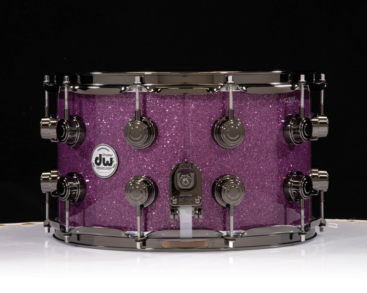 DW Collector's SSC Maple 8x14 Snare - Purple Sparkle w/ Black Nickel