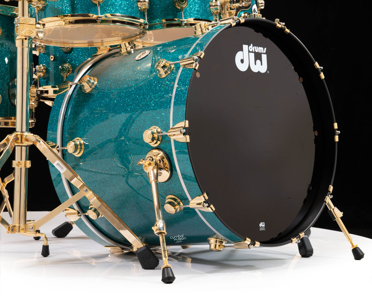 DW Collector's 7pc Maple SSC Shells Teal Glass w/Gold HW