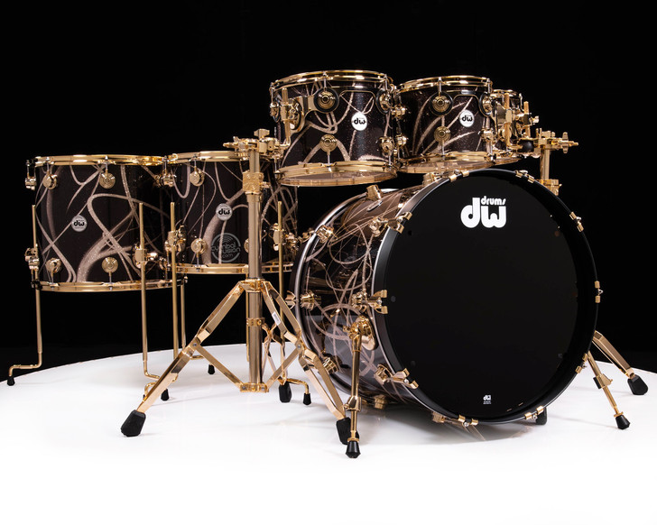 DW Collector's 6pc Maple Shell Pack Smoke Glass Contrails w/ Gold HW