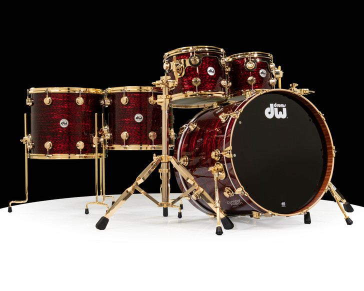DW Collector's Maple/Mahogany 5pc Kit - Red Silk Onyx w/Gold HW 1355504