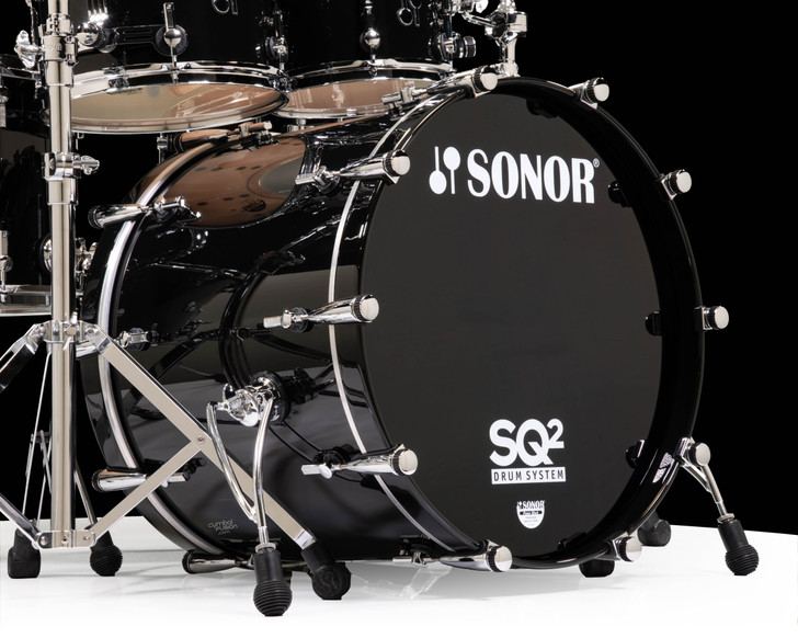 Sonor SQ2 7pc Beech Shell Pack - Solid Black w/Chrome Hardware