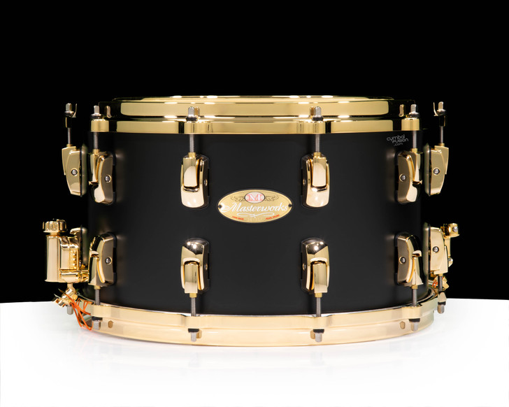 Pearl Masterworks 14x8 Stadium Shell Snare Drum - Matte Black w/ Gold