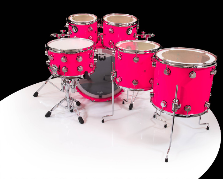 DW Collector's 6pc SSC Maple Kit -Neon Hot Pink w/Chrome Hardware