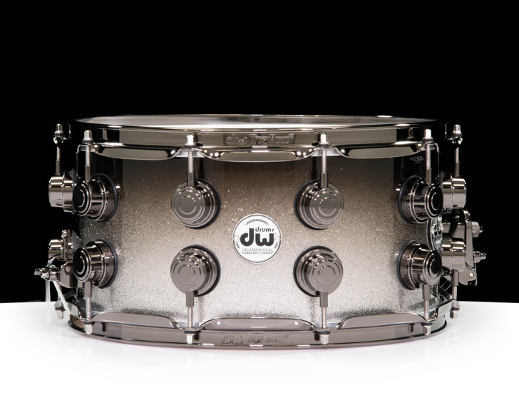 DW Collector's 7x14 Maple SSC Snare Drum - Silver to Black Sparkle Fade
