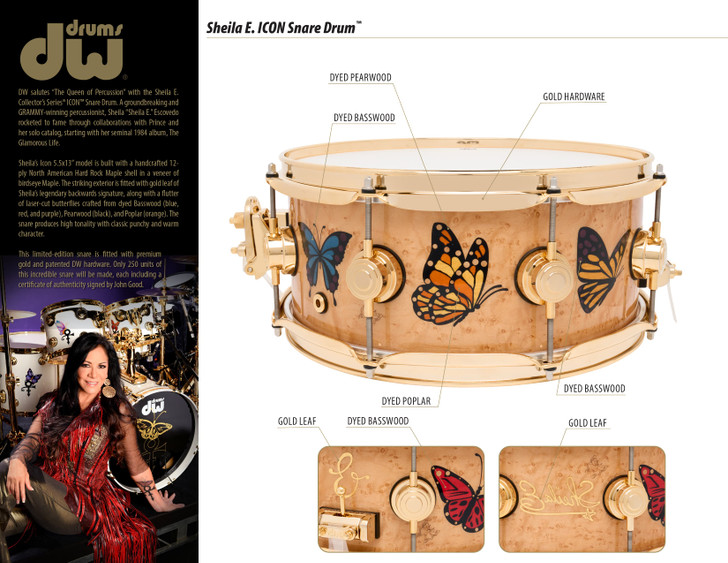 DW Sheila E. ICON Snare Drum 5.5x13" Limited Edition