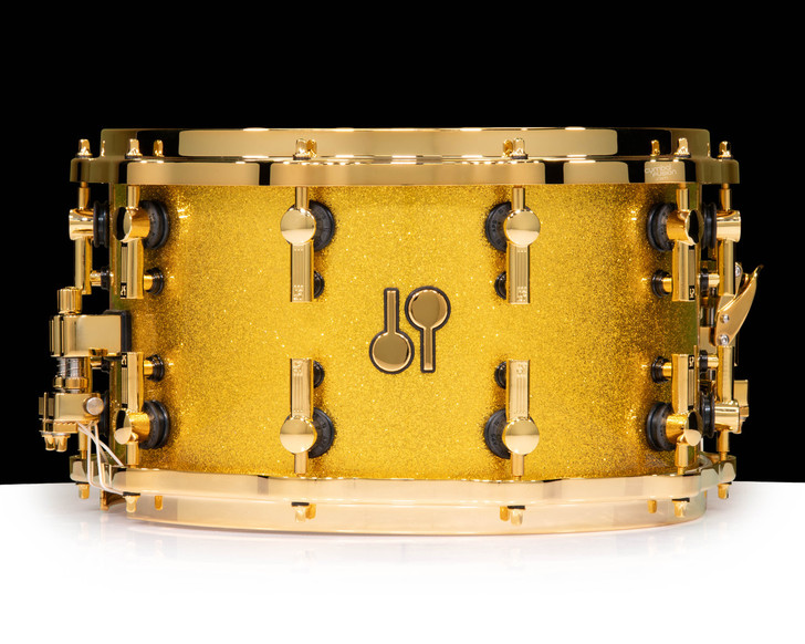 SONOR SQ2 14x8 Vintage Maple Snare Drum - Gold Sparkle with Gold Hardware Hella Hoops
