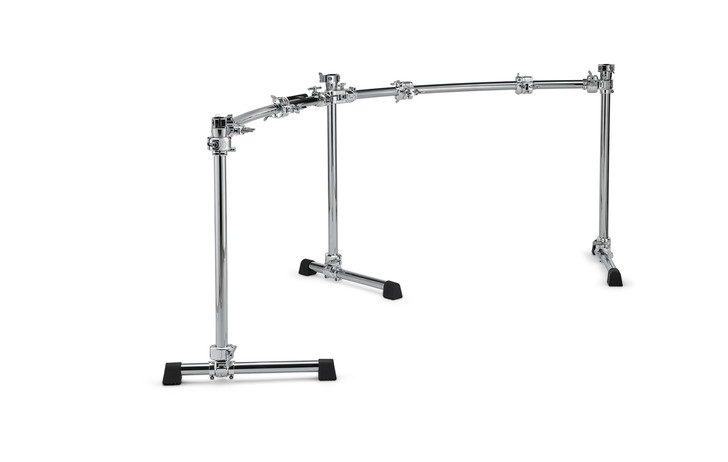 A curved rack system built for large double bass drum kits. Offers clean symmetry, fast setup, and rock-solid performance with minimal footprint. Shop Now at Cymbalfusion.com