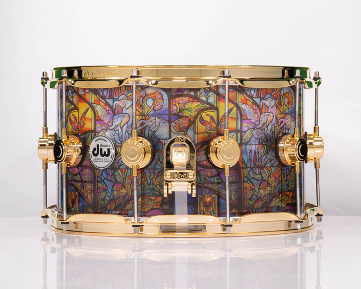 DW Collector's Stained Glass Elephant Acrylic 8x14 Snare - Gold