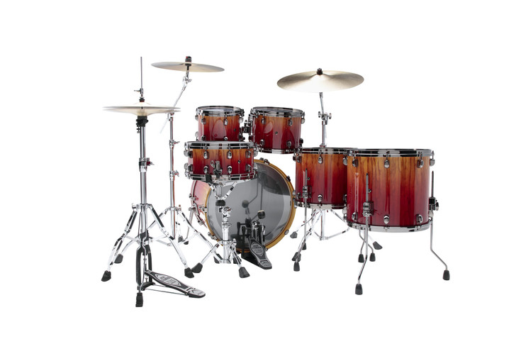 Tama Starclassic Walnut/Birch 5pc Shell Pack - Vermillion Bosse rear view