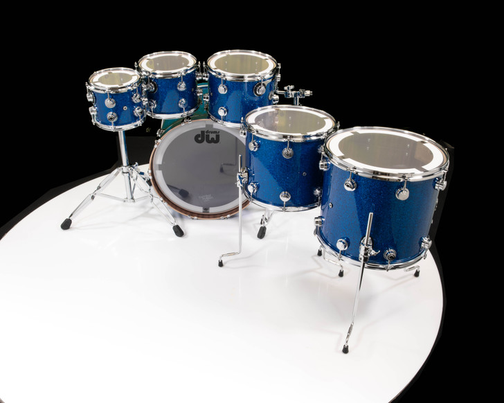 DW Collector's 6pc Maple Mahogany Shell Pack - Blue Glass top view