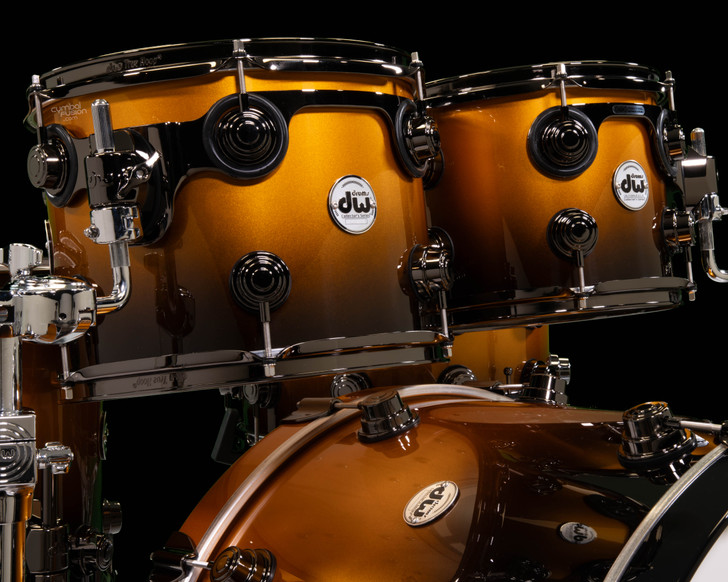 DW Collector's Series 6pc Maple SSC Vegas Gold to Piano Black Fade w/ Black Nickel