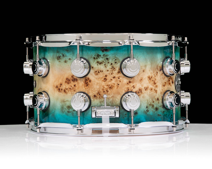 DW Collector's Series SSC Maple 8x14 Snare Drum Mapa Burl Veneer - Sky Blue Burst