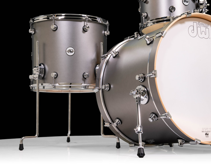 DW Design Series 3pc Drum Set - Titanium Stain - Side View