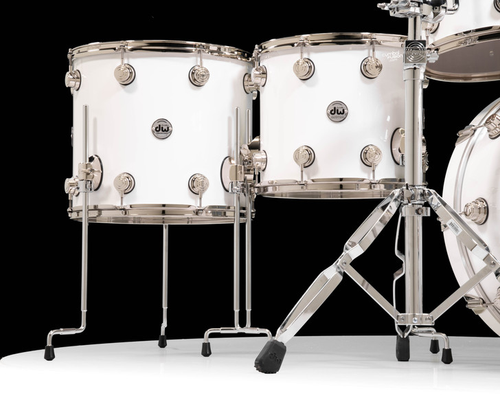 DW Collector's 5pc Maple Mahogany Kit - Piano White Lacquer Custom w/Nickel Hardware