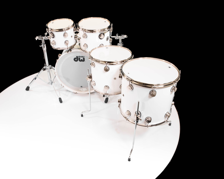 DW Collector's 5pc Maple Mahogany Kit - Piano White Lacquer Custom w/Nickel Hardware