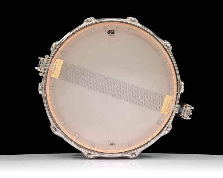 DW Collector's Series 7x14 Curly Maple on 12ply VLT Shell Ultra Violet bottom view