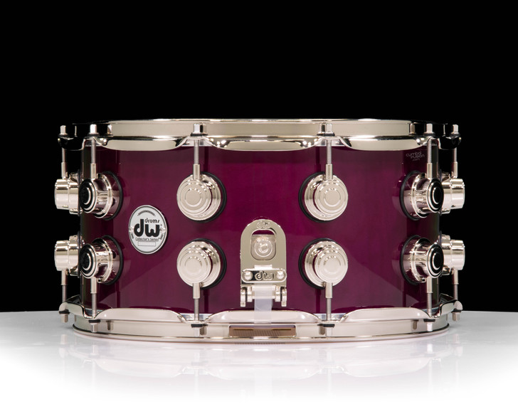 DW Collector's Series 7x14 Curly Maple on 12ply VLT Shell Ultra Violet side view