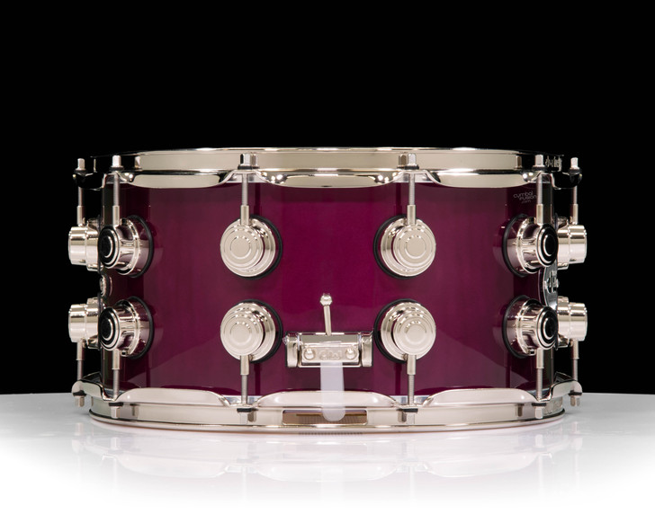 DW Collector's Series 7x14 Curly Maple on 12ply VLT Shell Ultra Violet side view