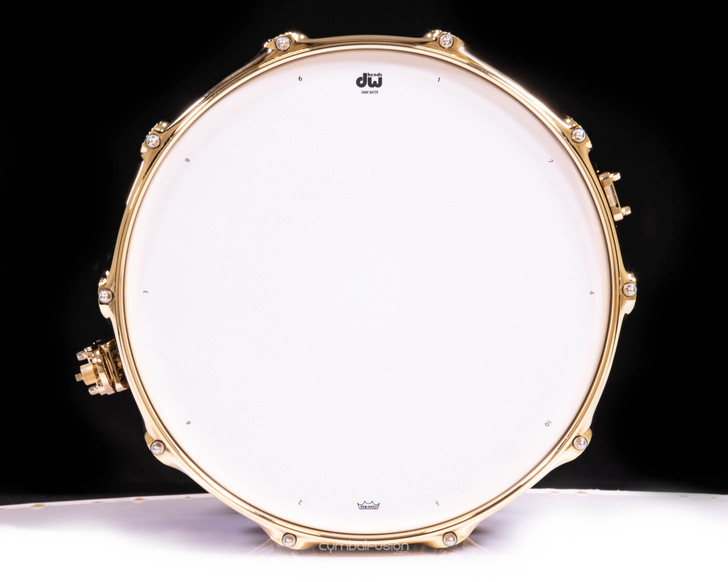 DW Collector's Maple SSC Maple 8x14 Snare Drum - Gold Abalone top view