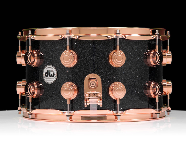 DW Collector's SSC Maple 8x14 Snare Drum - Black Ice - Copper HW Right Side view
