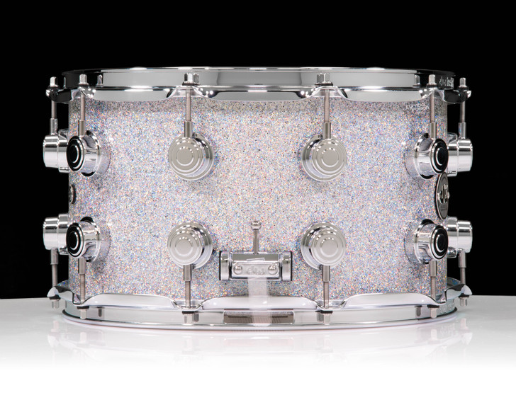 DW Collector's SonicPly 8x14 Snare - Diamond Nebula with Chrome Hardware side view