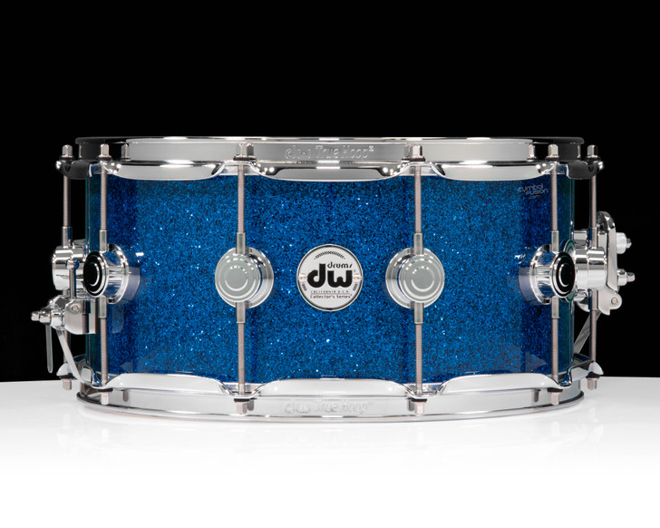 DW Collector’s Series 6.5x14 SSC Maple Snare Drum – Blue Glass w/ Chrome Hardware