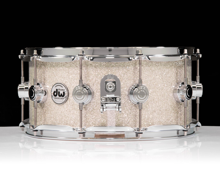 DW Collector’s Series 6.5x14 SSC Maple Snare Drum – Broken Glass w/ Chrome Hardware  side view