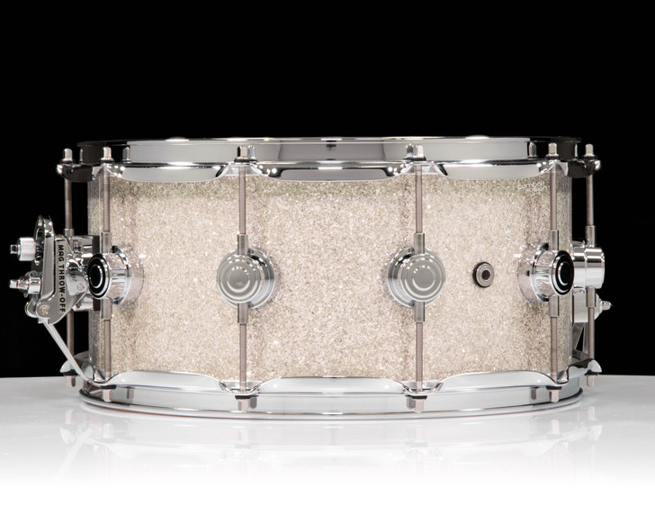 DW Collector’s Series 6.5x14 SSC Maple Snare Drum – Broken Glass w/ Chrome Hardware back view