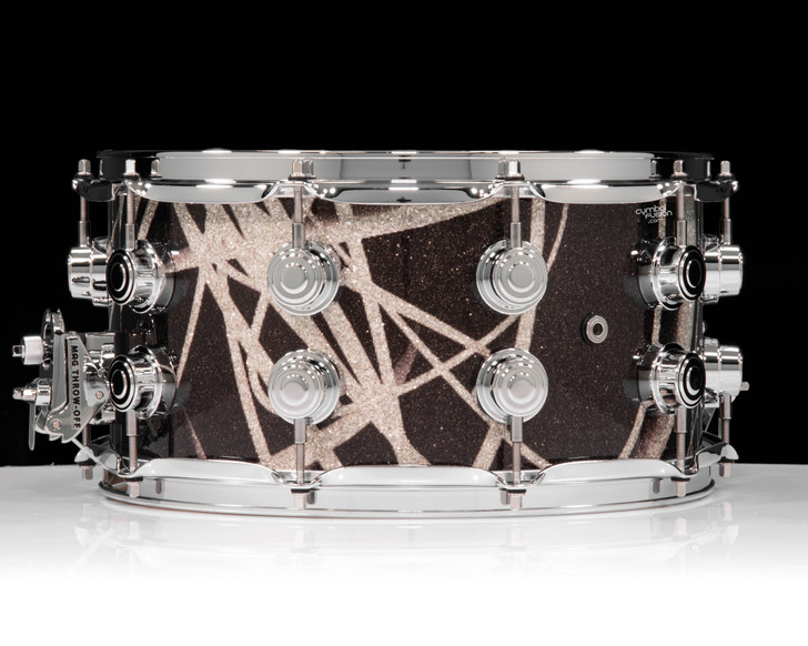 DW Collector's 7x14 Maple SSC Snare Drum - Smoke Glass Contrails w/Chrome HW back view