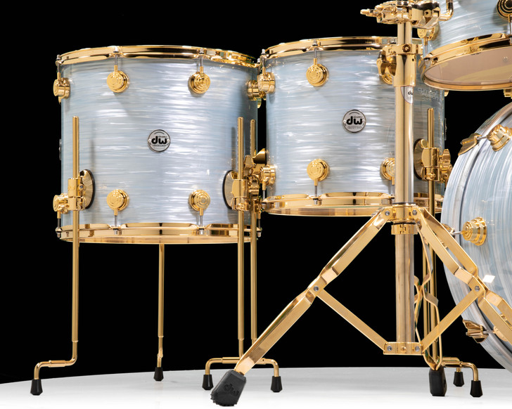 DW Collector's SSC Maple Pale Blue Oyster with Gold 6pc 10/12/14/16/22/14 FLOOR TOM VIEW