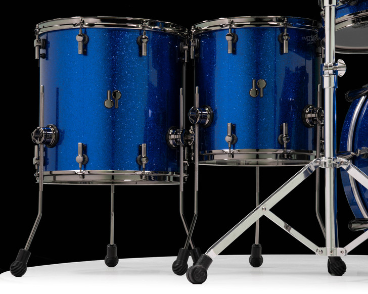 Sonor SQ2 5pc Medium Beech Kit - Blue Sparkle 10/12/14/16/22 floor tom closeup