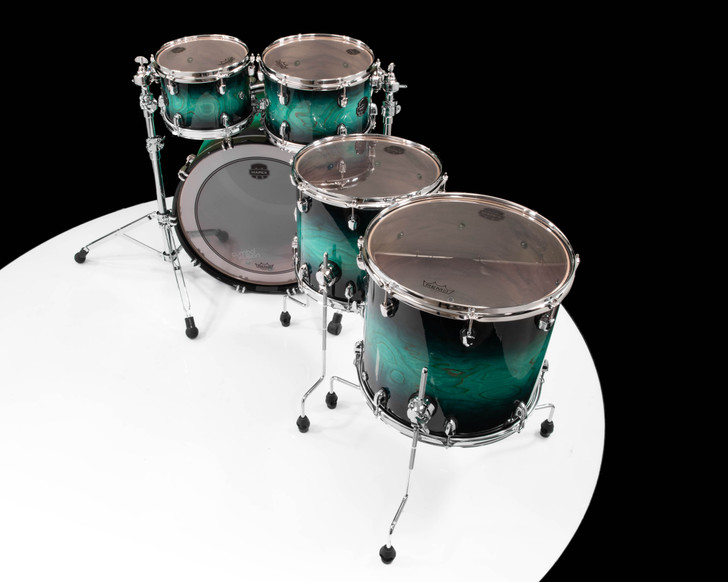 Mapex Saturn VI 5pc Maple/Walnut Drum Kit – Marine Teal Burst Studioease 10/12/14/16/22 SR628XUZXT top view