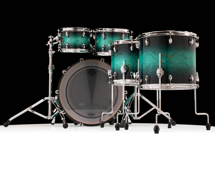 Mapex Saturn VI 5pc Maple/Walnut Drum Kit – Marine Teal Burst Studioease 10/12/14/16/22 SR628XUZXT back view