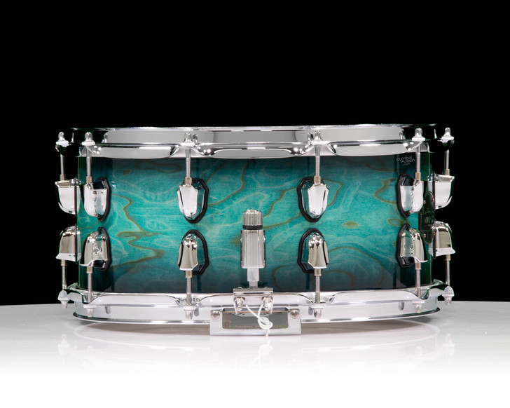 Mapex Saturn VI 14x6.5 Snare Drum - Marine Teal Burst side view