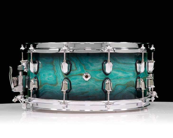 Mapex Saturn VI 14x6.5 Snare Drum - Marine Teal Burst back view