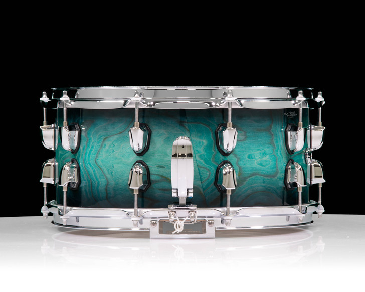 Mapex Saturn VI 14x6.5 Snare Drum - Marine Teal Burst side view