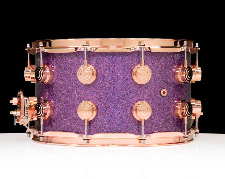 DW Collector's SSC Maple 8x14 Snare Drum - Purple Drift - Copper HW back view